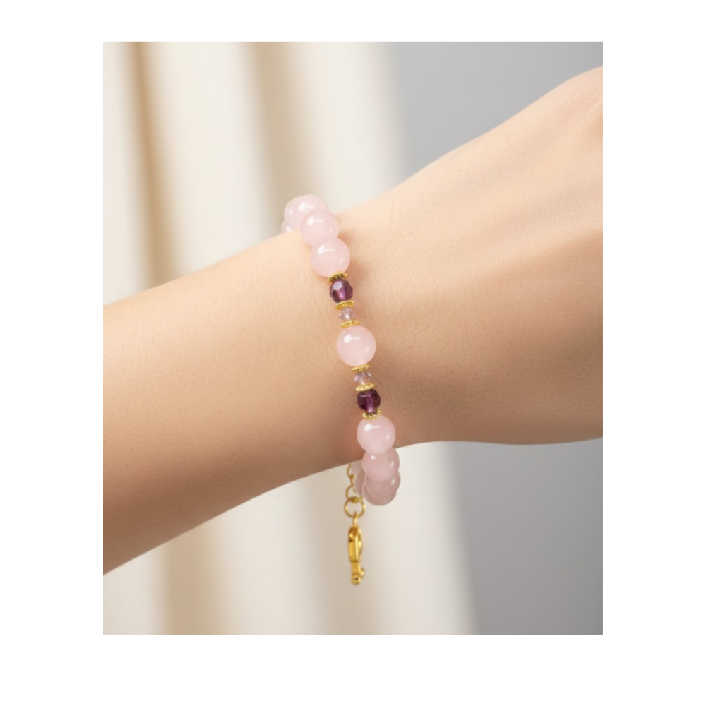 Pulsera  vino rosado - Cuarzo rosa