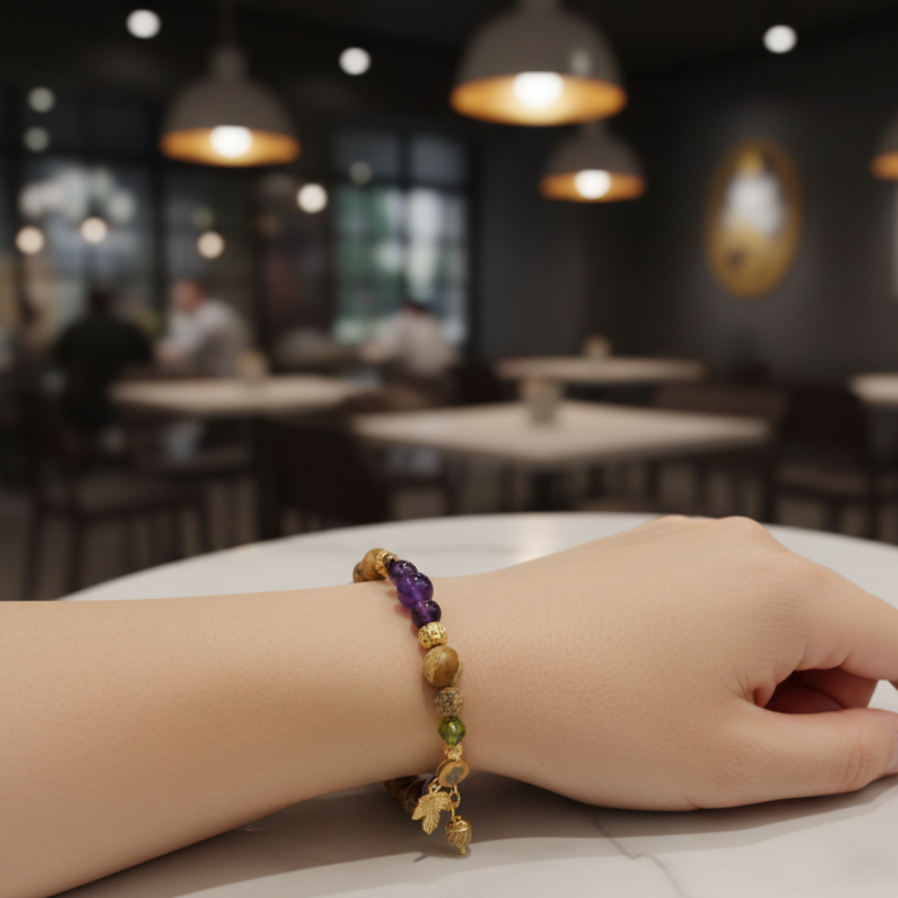Pulsera uva tinta arena - Amatista