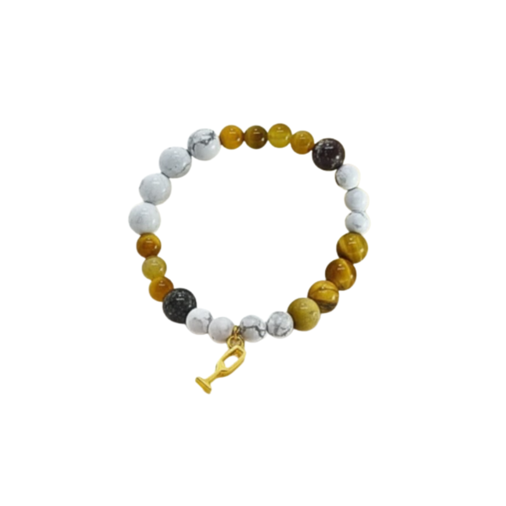 Pulsera uva blanca caliza - Ojo de tigre