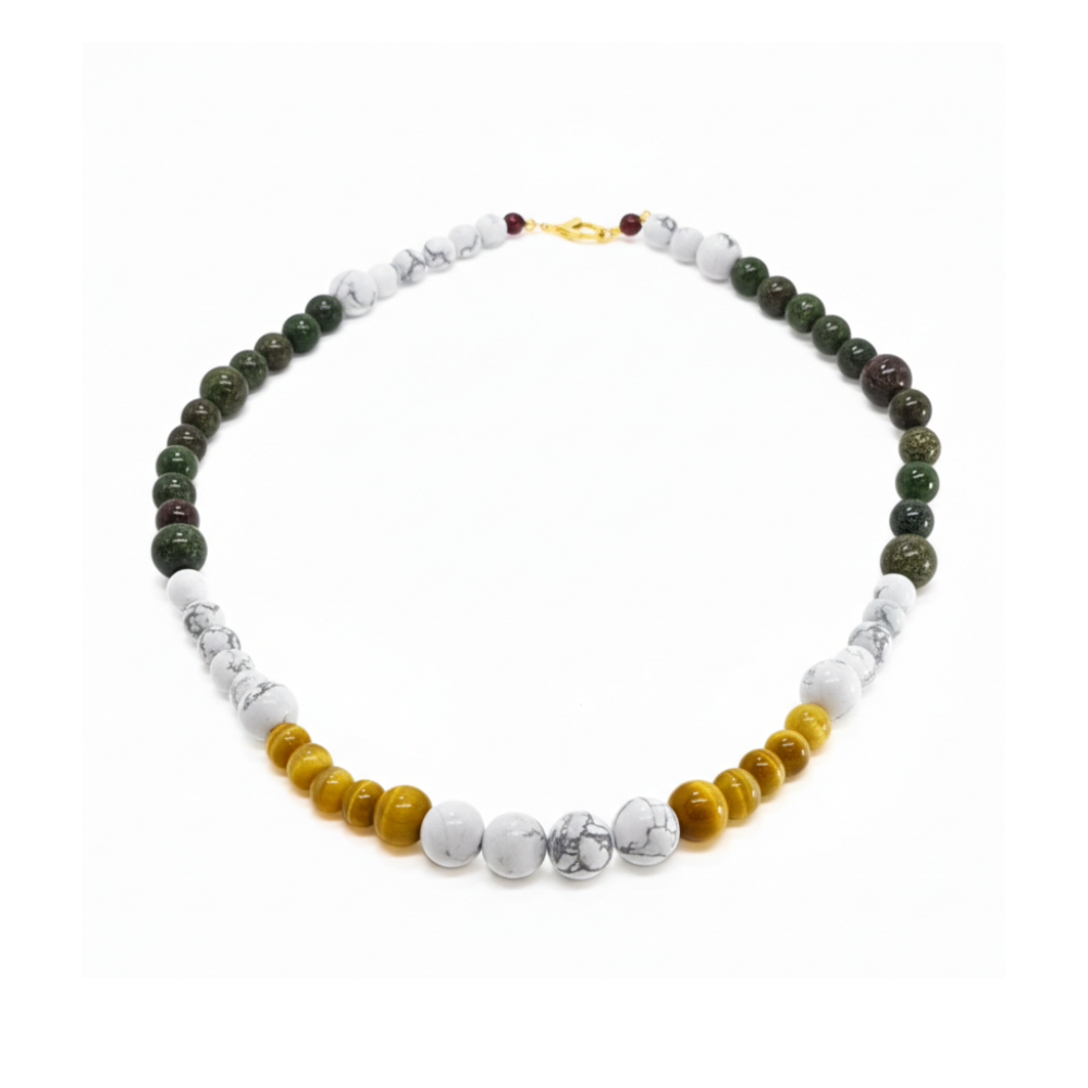 Collar uva blanca caliza - Ojo de tigre
